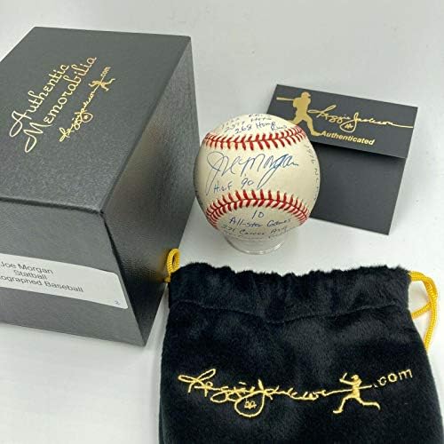 Joe Morgan, Ağır Yazılı Kariyer İstatistikleri Beyzbolu İmzaladı Reggie Jackson ORTAK İmzalı Beyzbol Topları
