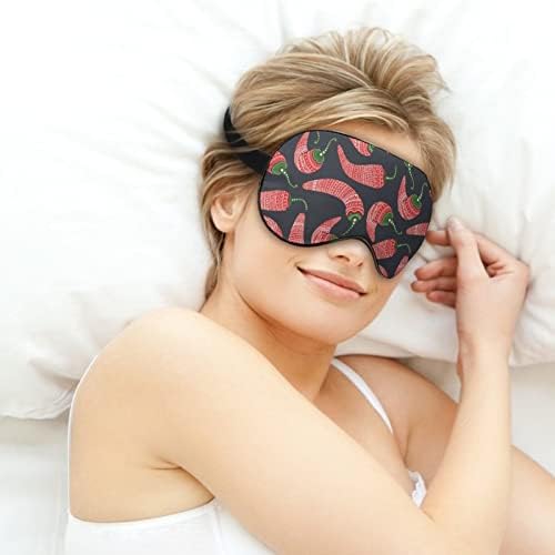 Kırmızı biber Desen Uyku Göz Maskesi göz bandı Ayarlanabilir kayış ile Körü Körüne uçak Seyahat için