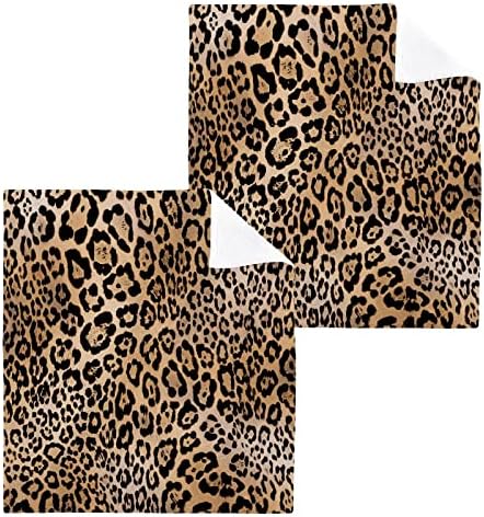 ALAZA Yıkama Bezi Seti Leopar Kahverengi Çita Baskı (20d1) - 6'lı Paket, Pamuklu Yüz Bezleri, Yüksek Emici ve Yumuşak