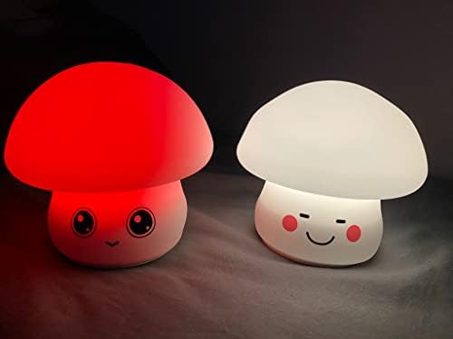 RFXCOM Gece Lambası Bebek Çocuklar için Güzel Mantar Şekli Kreş Lamba Şarj Edilebilir Renk Değiştirme Dokunmatik Sensör