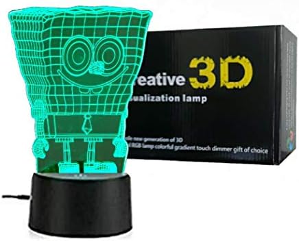 Z MİLYON ZANAAT 3D Illusion Sünger Bob Gece lambası Çocuklar için Yatak Odası. Küçük çocuklar için çok Renkli Sünger
