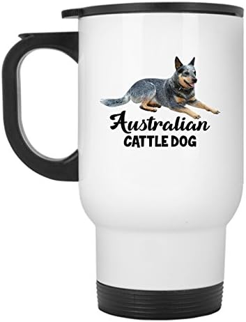 Avustralya Sığır Köpek Seyahat Kupa-Aşk Avustralya Sığır Köpek Paslanmaz Çelik Kupa (Beyaz)