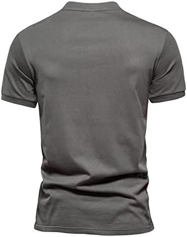 Ozmmyan erkek Golf Gömlek Kısa Kollu Henley Gömlek Yakasız Atletik T-Shirt Çeyrek Zip Casual Slim Fit Temel Üstleri