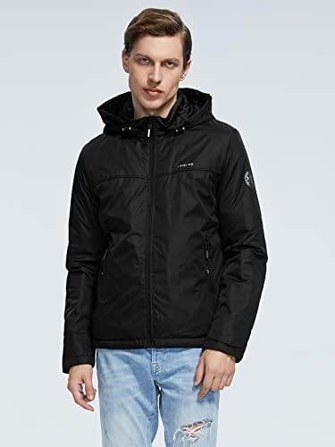 NINQ Ceketler Erkekler için-Erkekler Mektup Grafik İpli kapüşonlu kışlık mont (Renk: Siyah, Boyut: X-Large)