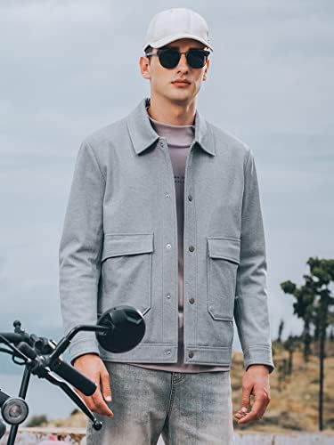 Erkekler için NINQ Ceketler - Erkekler Flap Cep Düğmeli Ceket (Renk: Açık Gri, Boyut: X-Large)