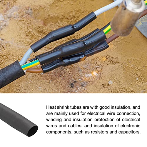 Rebower ısı Shrink boru 2: 1 kablo kılıfı tüp sarma, [Elektrik yalıtım koruması için] - 4mm Çap / 1 m/Siyah
