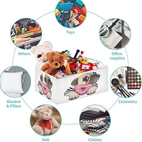 visesunny Dolap Sepetleri Fransız Bulldog Hayvan Kalp Çörek eşya kutuları Rafları Düzenlemek için Kumaş Sepetler Giysi,