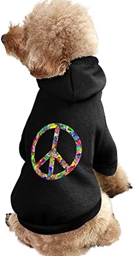 Barış Logosu Köpek Hoodies Sevimli Kapüşonlu Sweatshirt Pet Takım Elbise Ceket Şapka ile
