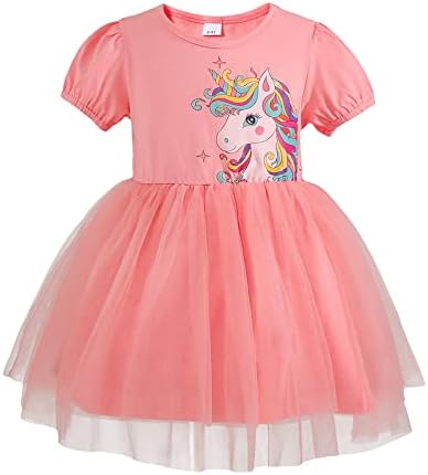 DaMohony Toddler Kız Uzun Kollu Elbise Sevimli Çiçek Baskı Rahat Tül Tutu A-Line Elbiseler Bahar Güz Giysi