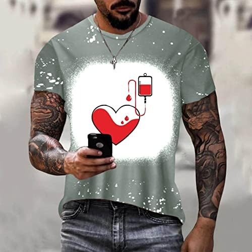 Sevgililer Gömlek Erkekler için Moda Kalp Atışı Grafik Baskı Tees Tops Kısa Kollu Serin Komik T Shirt Moda Streetwear