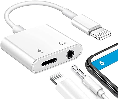 Apple MFi Sertifikalı Yıldırım 3.5 mm Kulaklık Dongle Jak Adaptörü iPhone,2'si 1 Arada Şarj Cihazı ve Aux Ses Ayırıcı