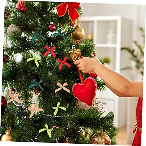 TOYANDONA 80 adet papyon Saç Hediyeler Kek Dekorasyon Noel Ağacı Topper Mini Noel Bowknots Yaylar Yay Düğün Dekorasyon