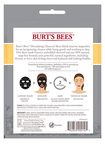 Burt's Bees Detoksifiye Edici Kömür Yüz Maskesi, Bal, Tek Kullanımlık (Paket Değişebilir)