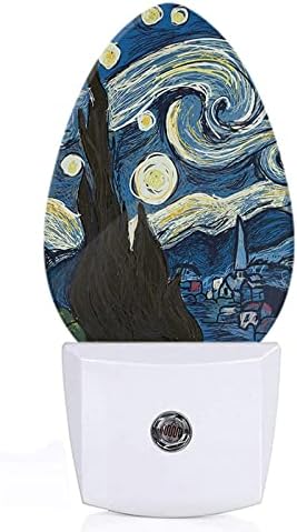 Swono yıldızlı gece gece lambası ışık sensörleri ile Van Gogh yağlıboya Ay ağacı yıldız çiftlik Evi gece lambası otomatik
