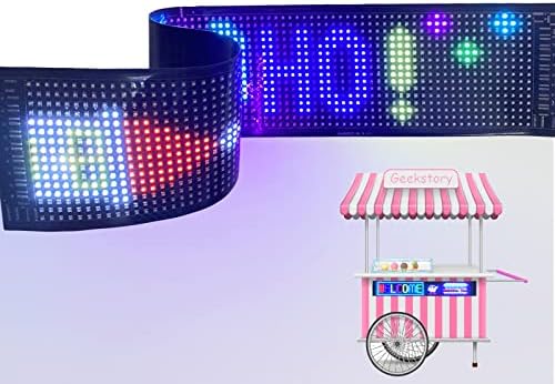 Geekstory LED Araba Işareti LED Matris Paneli Akıllı APP Kontrolü, 26.8 x 4.7 Esnek USB 5 V led Mağaza ışareti Programlanabilir
