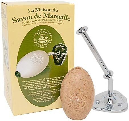 Savon de Marseille-Döner Duvara Monte Sabunluk-Dayanıklı Krom Kaplama - 270 Gram Fransız Sabunu ile-Şefler Kokusu