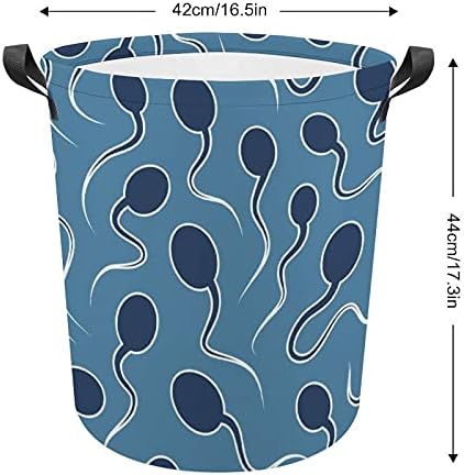 Seks Ve Üreme Mavi Sperm çamaşır kulplu çanta Yuvarlak Sepet Su Geçirmez Depolama Sepeti Katlanabilir 16. 5x17. 3