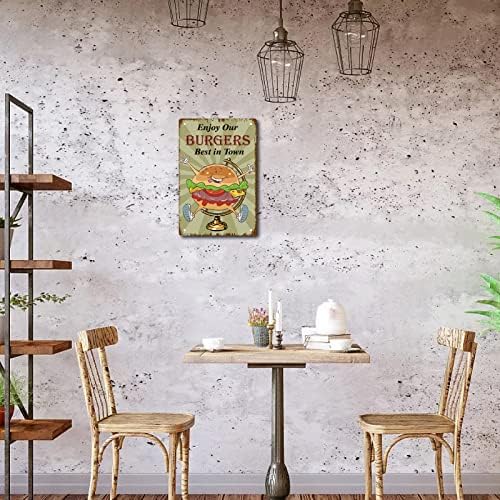 CREATCABİN Hamburger Tabela Hayallerinizi Takip Edin Metal Gıda İşareti Vintage Komik İşareti Ev Kahve Restoran Mutfak