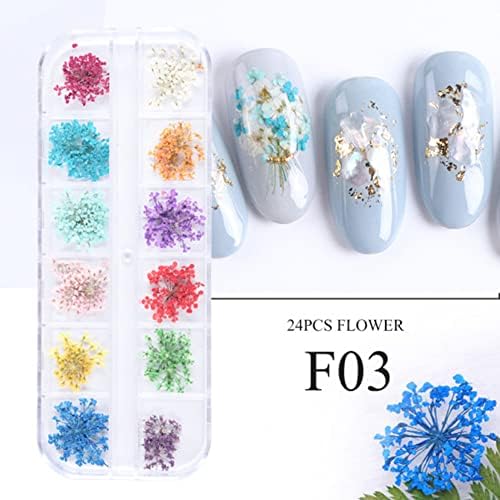 Tssygant Nail Art Dekorasyon Kiti, 3D Nail Art Sticker, 12 Çeşit Nail Art Kurutulmuş Çiçekler Nail Art Telefon Kılıfları