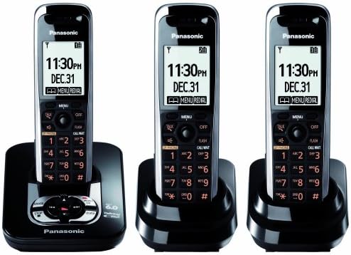 Panasonic DECT 6.0 3-Telesekreterli ve choicemail'li Genişletilebilir Dijital Telsiz Telefon (KX-TG7433B) (Siyah)