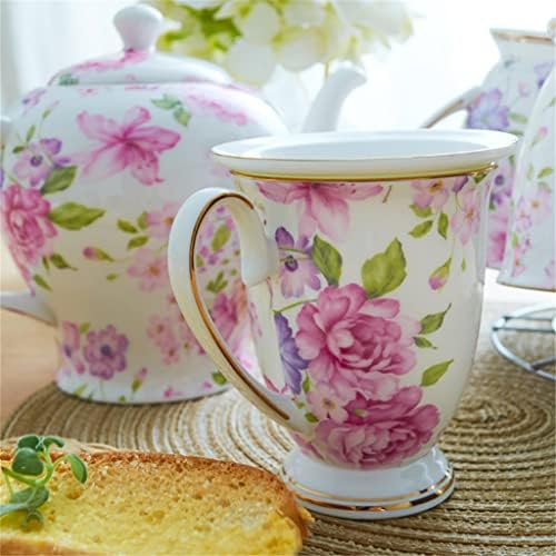 LKYBOA Çiçek rattan kemik çin çay seti ile tepsi seti fincan pot seramik büyük kapasiteli fincan seti ev çay seti