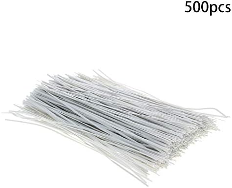 Bettomshin 500 Adet Metalik bükümlü kravatlar 5.91 x 0.07 PVC kablo kordonu Bağları Sarma Küçük Nesneler Beyaz