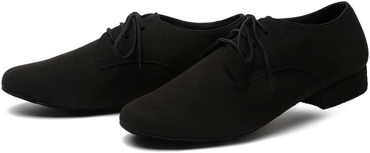 AOQUNFS erkek Latin Dans Ayakkabıları Siyah Mikrofiber Deri Balo Salonu Tango Salsa Karakter Ayakkabı, Model L273