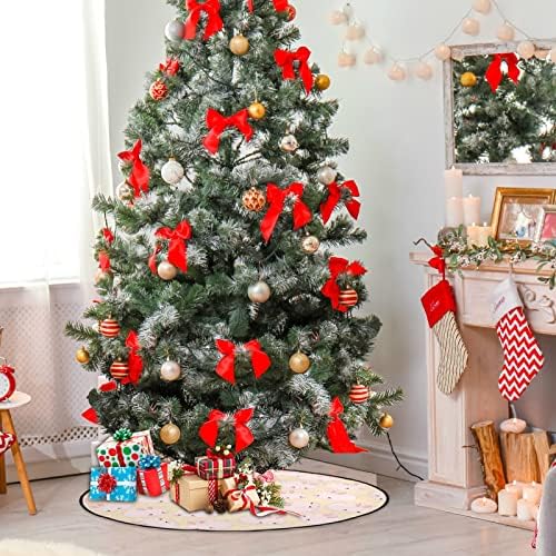vısesunny Noel Ağacı Mat Sevimli Pembe Tavşan Turuncu Şeftali Ağacı Standı Mat Zemin Koruyucu Emici Ağaç Standı Tepsi