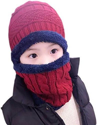XYIYI Çocuklar Kış Şapka ve Eşarp Seti, 2 Adet Sıcak Örgü Bere Kap ve Eşarp için 5-14 Yaşında