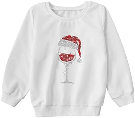 NaRHbrg Grafik Çirkin Noel Kazak Komik Ekip Boyun Kazak Tişörtü şarap bardağı Baskılı Gömlek Tops