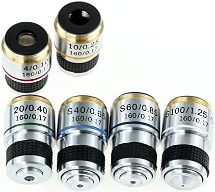 Mikroskop Aksesuarları 1 ADET 185 Renksiz Biyolojik Mikroskop Objektif Lens 4X 10X 20X 40X 60X 100X Laboratuar Sarf