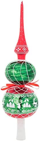 Christopher Radko El Yapımı Avrupa Cam Noel Dekoratif Finial Ağacı Topper, Yakut Yıldız