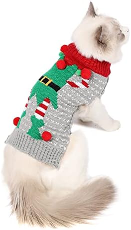 Filhome Köpek Çirkin noel kazağı, Pet Kedi Noel Tatil Sıcak Giysiler Kıyafet Elf Kazak Kediler ve Köpekler için