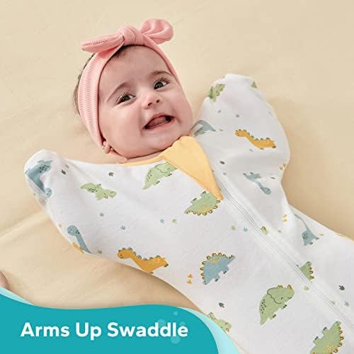 ZİGJOY Bebek Kundak Geçiş Uyku Tulumu ile Arms Up Pamuk Bebek Giyilebilir Battaniye ile 2-Yönlü Fermuar 0.5 TOG Hafif