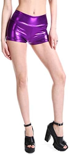 Vıckyleb Kadın Yaz Sequins Şort Yüksek Bel Rahat Gevşek Bir Çizgi Sıcak Pantolon Sparkly Clubwear Gece-Out Skorts