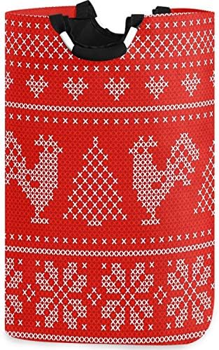 vısesunny Büyük Kapasiteli çamaşır sepeti Sepeti Kırmızı Tatil Horoz Noel Oxford kıyafet depolama Sepetleri Yatak
