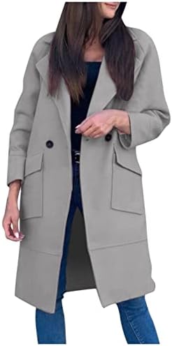 PRDECEXLU geniş kollu açık ceket kadınlar için kamp güz zarif Polyester Palto katı V boyun ışık cep gevşek mont