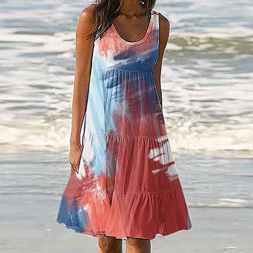 MIASHUI Bayan Casual Wrap Elbise Yaz Elbiseler Kadınlar için Kolsuz Elbise Fırfır Katmanlı Tankı Plaj Kısa Maxi Elbiseler