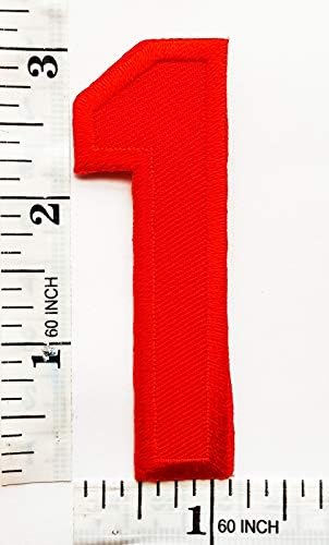 3 İNÇ Kırmızı Numarası 1 Yamalar Aplikler Kumaş Dekorasyon Şapka Kap Polo Sırt Çantası Giyim Ceket T-Shirt DIY İşlemeli