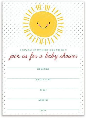 DB Parti Stüdyosu Bebek Duş Davetiyeleri Mutlu Güneş Işığı Cinsiyet Nötr Güneşli Gülümseme Zarflı Boş Davetiyeler