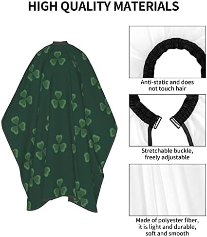 55x66 İnç Polyester Saç Kesme Pelerin Yeşil-St-Patrick-Yonca Salon Kuaför Pelerin Ayarlanabilir Yapış Kapatma Saç