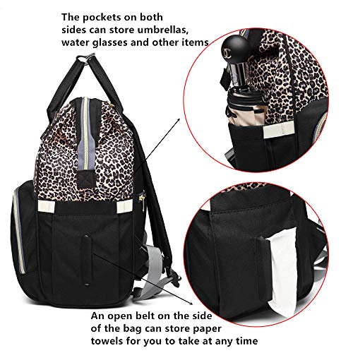 Leopar Baskı Nappy Çantalar Çanta Çok Fonksiyonlu Bebek Bezi Çantası Bebek Bakımı için seyahat sırt çantası Büyük