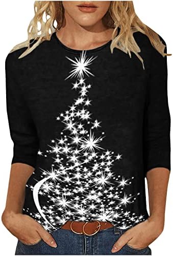 Led ışık Dize Noel Ağacı Gömlek Neon Light Up T Shirt 3/4 Kollu Crewneck Noel Kazak Güz 2022 Tops