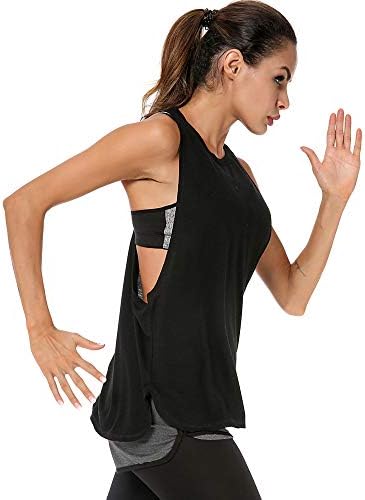 LİERKİSS Atletik Kadın Tankı Üstleri Gevşek Fit Giyim egzersiz kıyafetleri Spor Koşu Yoga Üstleri pamuk gömlekler