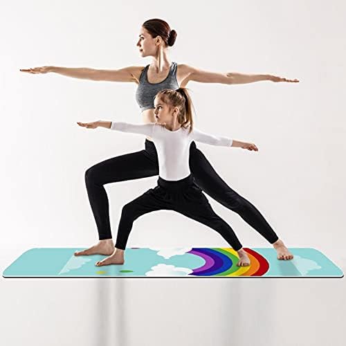 Kalın Kaymaz Egzersiz ve Fitness için Gökkuşağı Mavi Baskı ile 1/4 yoga mat Yoga Pilates ve Zemin Fitness Egzersiz