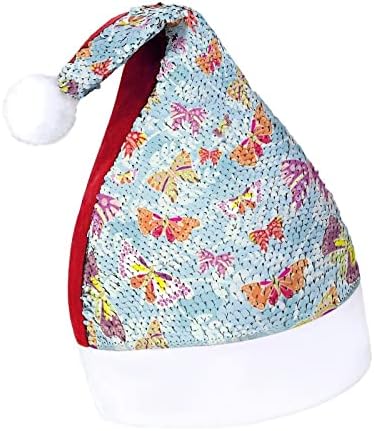 Sevimli Kelebekler Sequins noel şapkaları Santa Noel Şapka Yetişkinler için Merry Xmas Parti Kostüm Bennie Kap