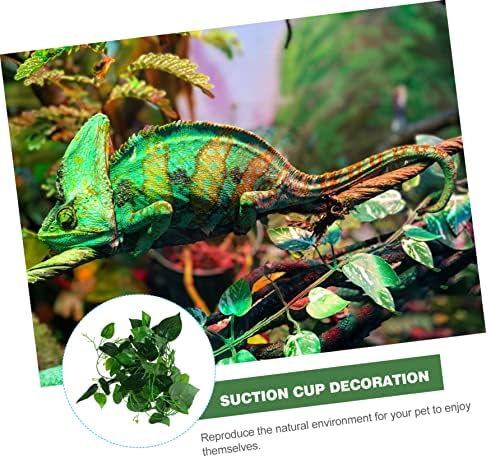 Ipetboom Yeşil Yapay Emme Tepeli Simülasyon Gecko Pet Sürüngen Yaprakları Dekor Sarmaşıklar Bardak Kertenkele Bitki