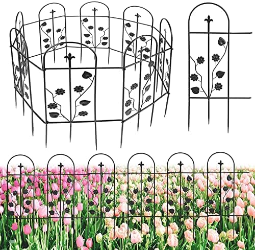 Playinyard Dekoratif Bahçe Çit Sınır 32in x 10ft, Paslanmaz Demir Metal Peyzaj Çiçek Yatak Eskrim Köpekler için Hayvan