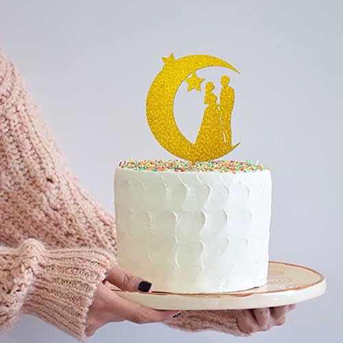 Ahşap Kişiselleştirilmiş Düğün Pastası Toppers Gelin Ve Damat Olmak Altın Glitter Kek Topper Figürleri Parti Kek Süslemeleri