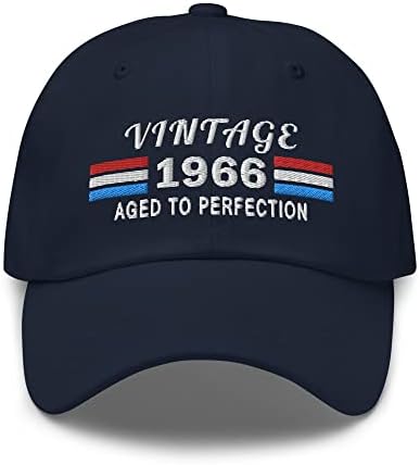 1966 56. Doğum Günü İşlemeli Baba Şapkası-Vintage 56 Yaşındaki Doğum Günü Şapkası Giyim Donanma